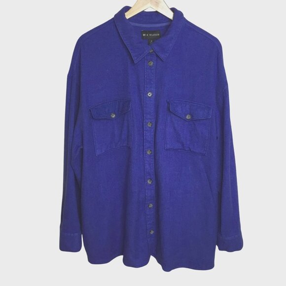 WILDFANG x BP Cobalt Blue Oversized Button Down Shirt 2X Boyfriend Relaxed Fit - Picture 1 of 7